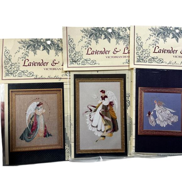 Lot of 5 NEW Lavender & Lace Victorian Designs Angel Cross Stitch Patterns - Picture 3 of 8